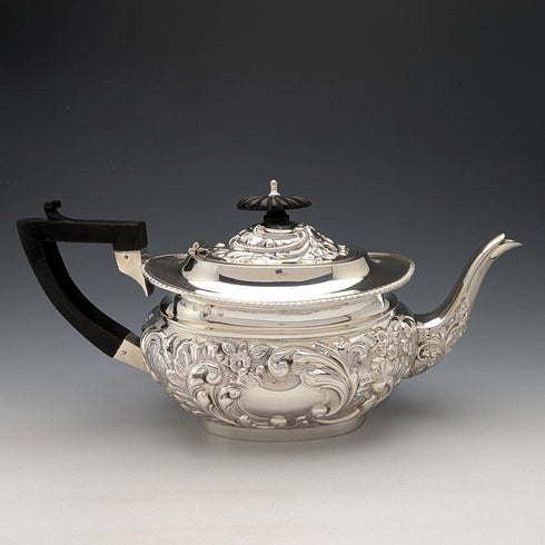 1906 British antique sterling silver teapot 458g John Rose